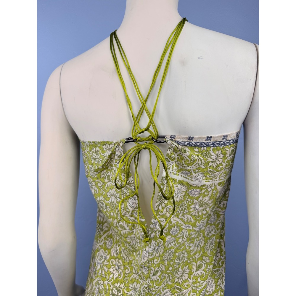 Vacation Convertible Sarong Dress Women OS Green Floral Paisley Halter Mini NEW - Picture 5 of 9